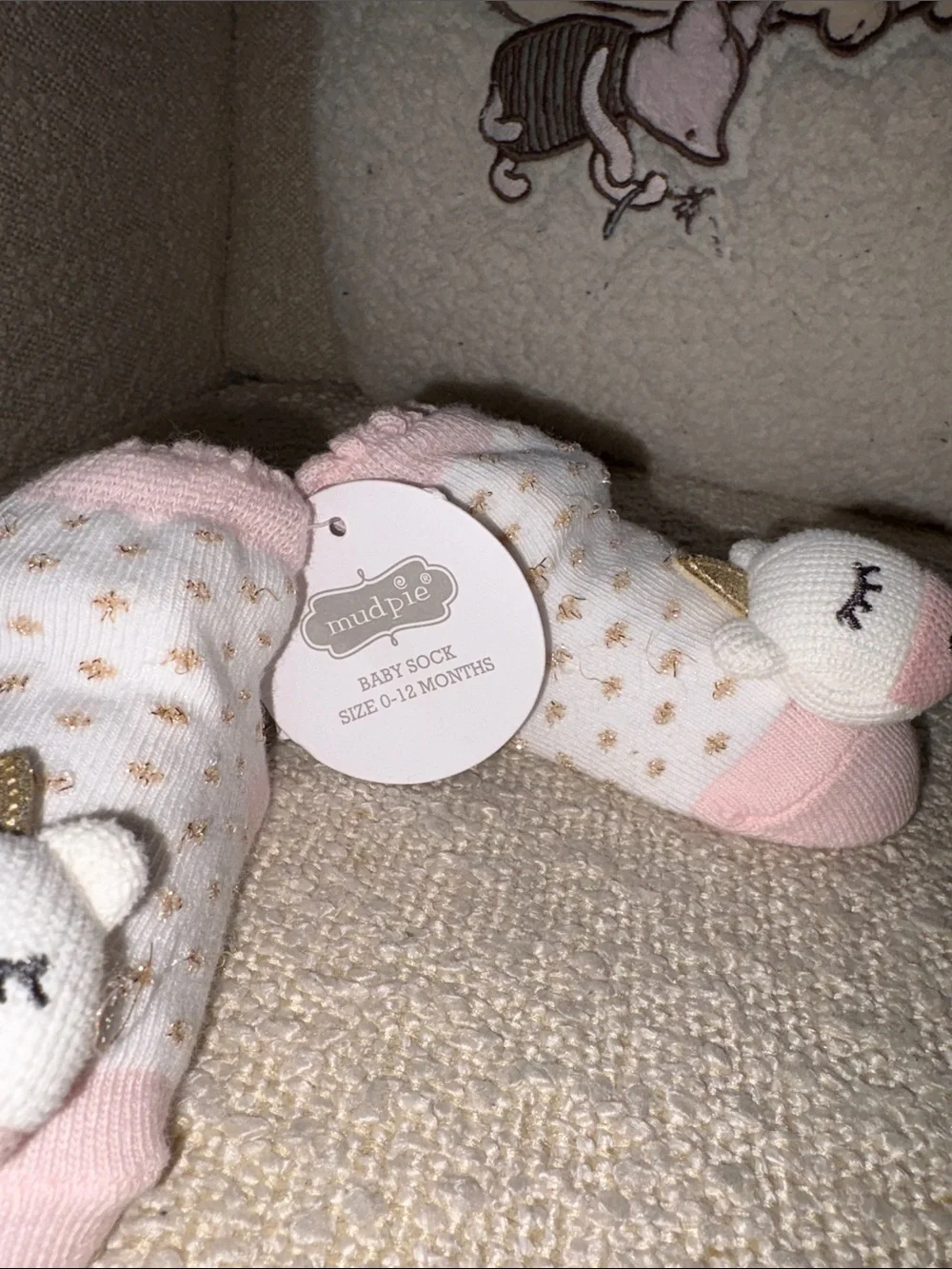 Unicorn Baby Socks - Pink and White mudpie